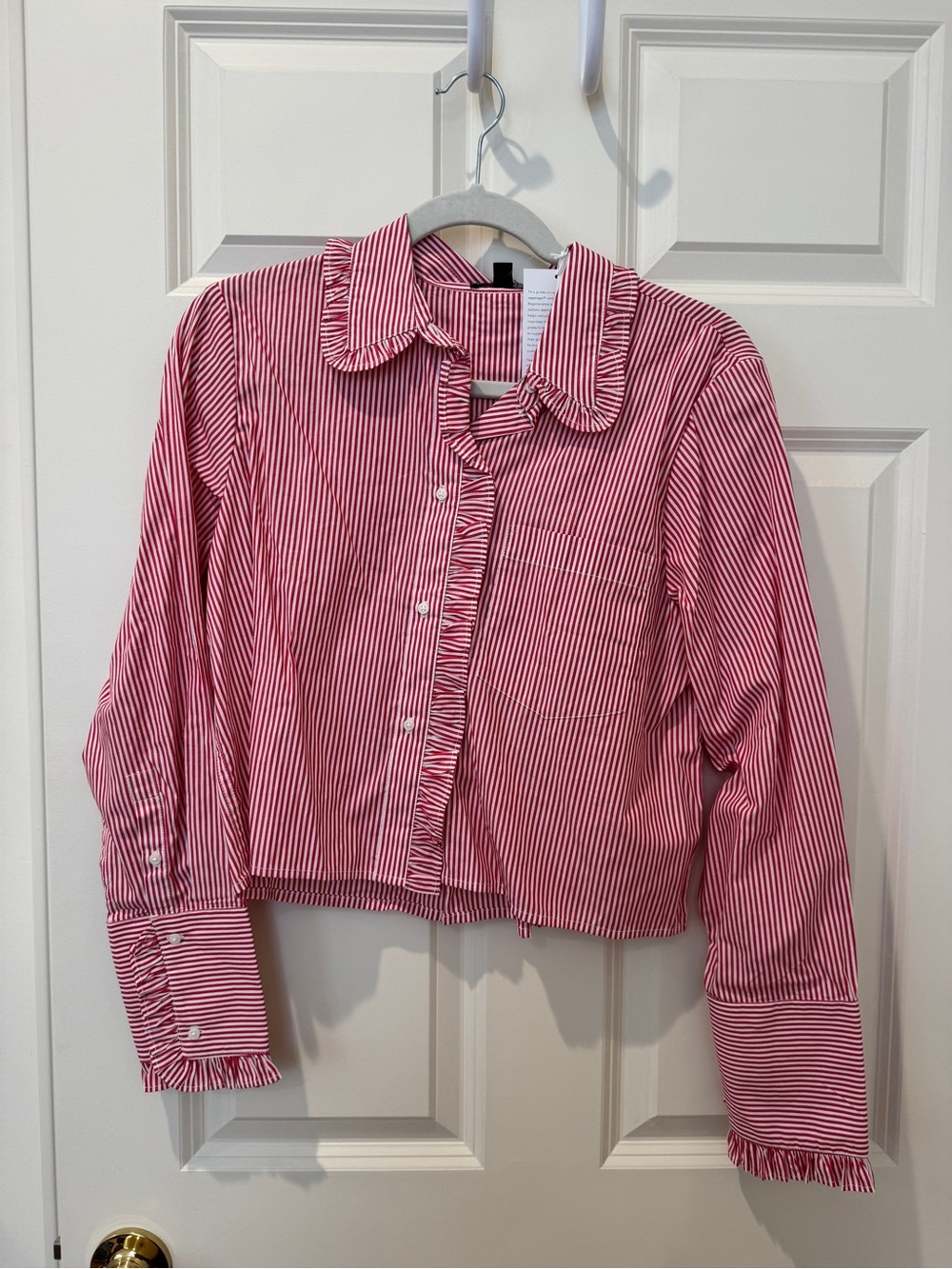 J. Crew Red and White Striped Button-Down Shirt